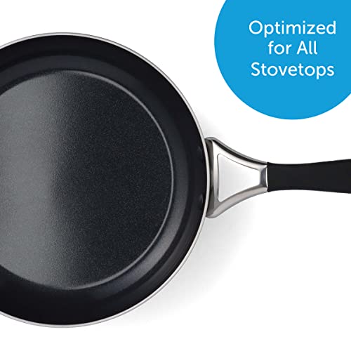 BK Intelligence Stainless Steel Induction 9.5" Nonstick Frying Pan Skillet, PFAS Free, Dishwasher Safe, Black