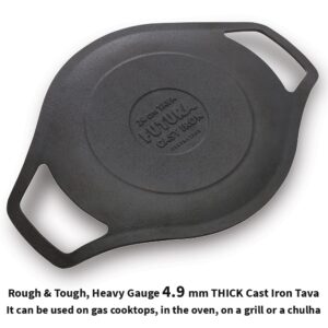 HAWKINS Futura 24 cm Cast Iron Tava, Cast Iron Tawa for Roti, Cast Iron Cookware for Kitchen, Black (CIT24)