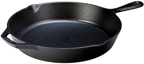 Lodge Seasoned Cast Iron Skillet with Scrub Brush- 12 inch Cast Iron Frying Pan With 10 inch Bristle Brush