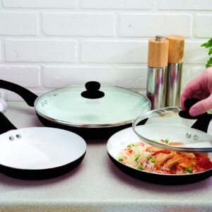 Nonstick Frying Pans Set 3 Piece (Black) Frying Pan with Lid Non Stick Pan/Skillet Bio Supreme From Jean-Patrique