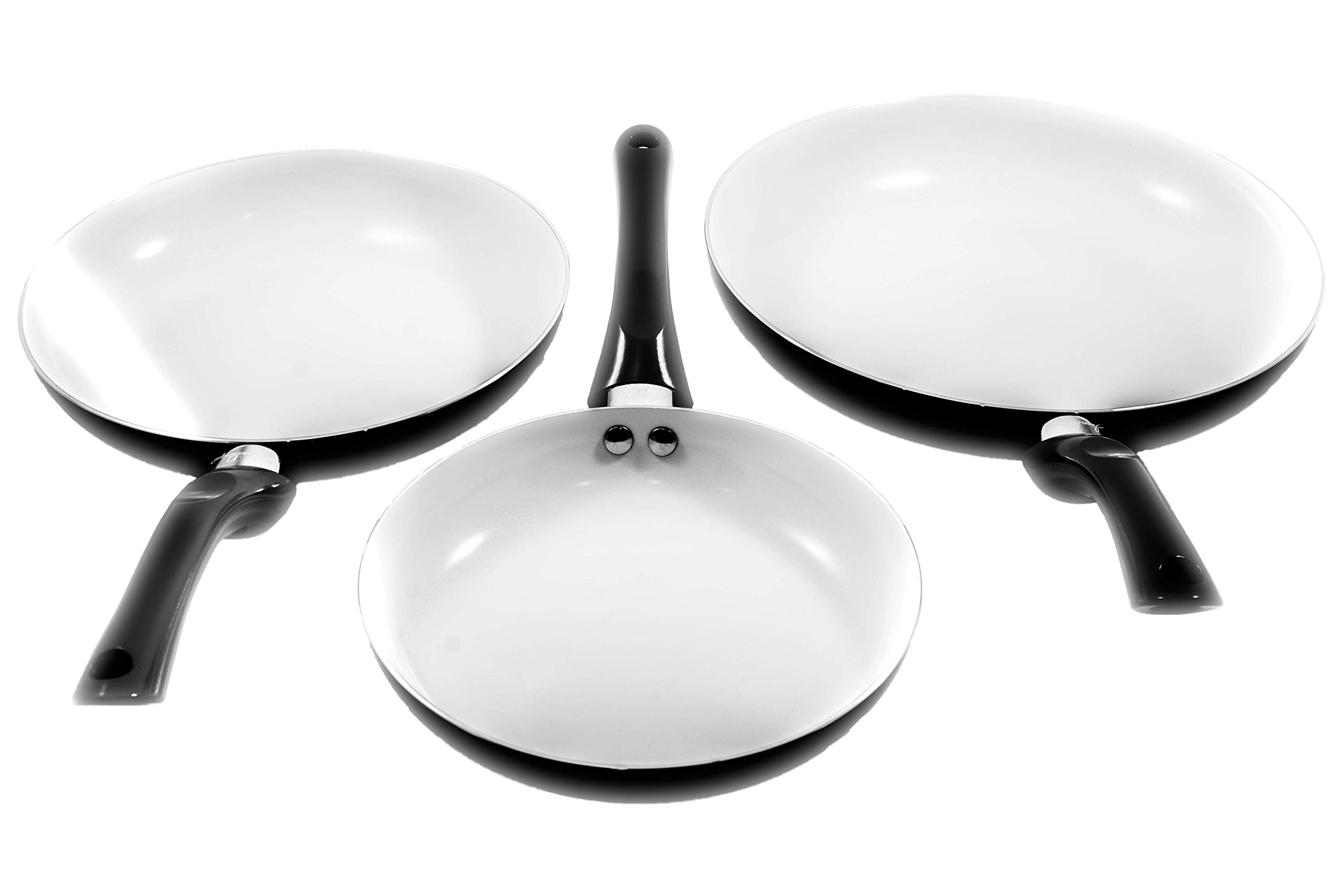 Nonstick Frying Pans Set 3 Piece (Black) Frying Pan with Lid Non Stick Pan/Skillet Bio Supreme From Jean-Patrique