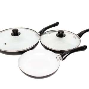 Nonstick Frying Pans Set 3 Piece (Black) Frying Pan with Lid Non Stick Pan/Skillet Bio Supreme From Jean-Patrique