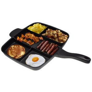 Master Pan Non-Stick Divided Grill/Fry/Oven Meal Skillet, 15", Black