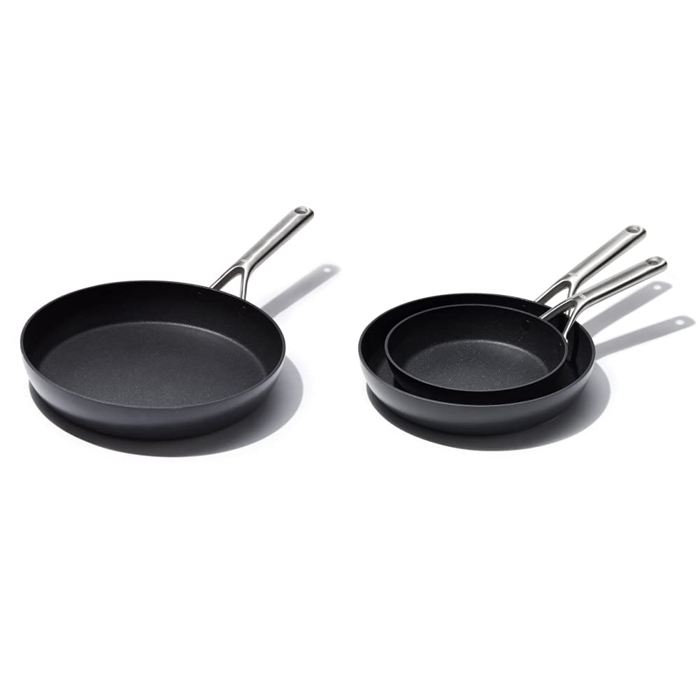 OXO Professional Hard Anodized PFAS-Free Nonstick Frying Pan and Skillet Set, Induction, Diamond reinforced Coating, Dishwasher Safe, Oven Safe