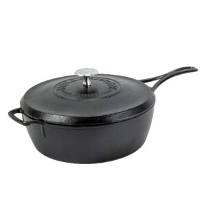 lodge blacklock 4 quart deep skillet with lid - durable & lightweight cast iron cookware - nonstick & cast iron skillet