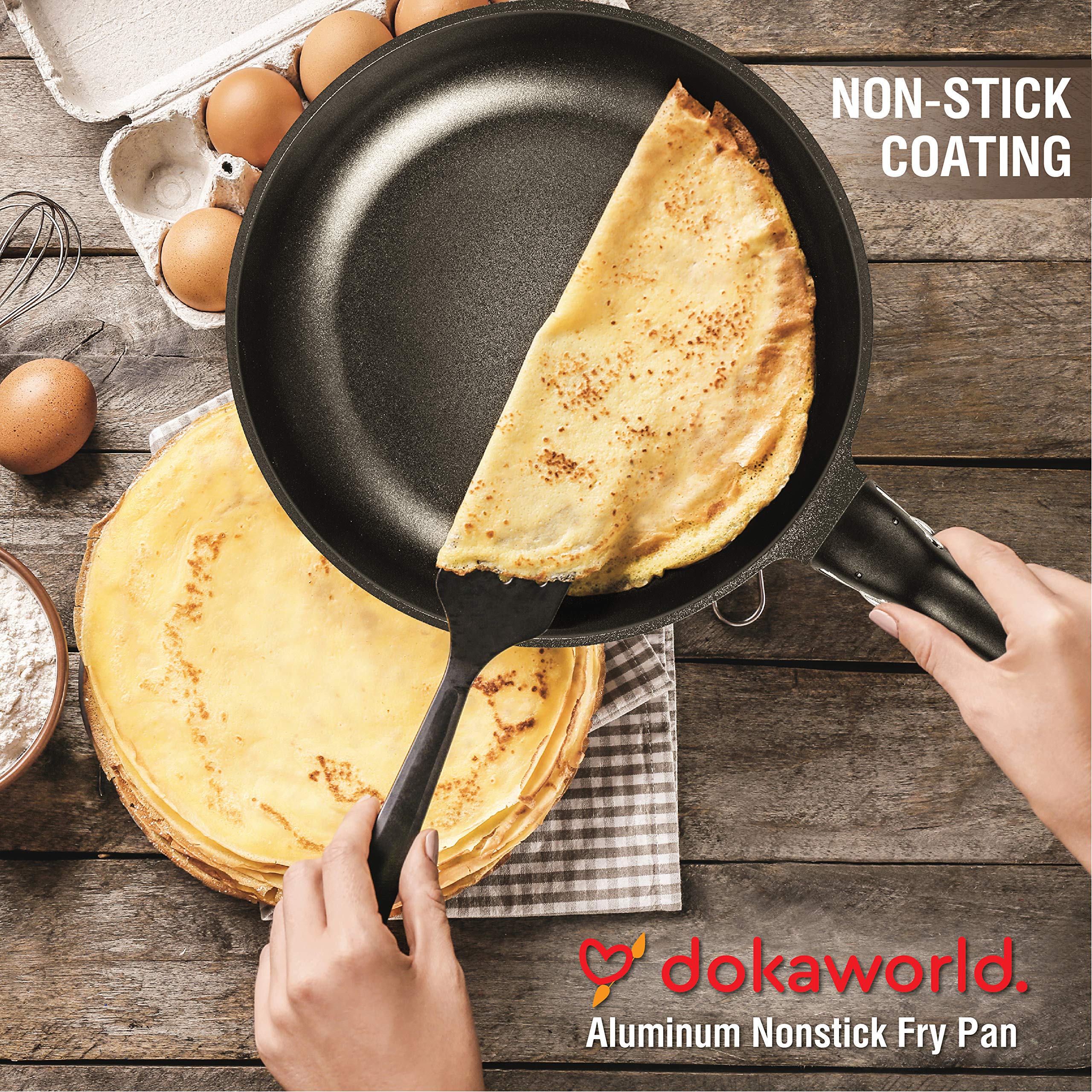 dokaworld Frying Pan Nonstick 11 inch - Big Frying Pan - Induction Frying Pan Detachable Handle - Large Nonstick Fry Pan - Large Skillet Fry Pan - Nonstick Pan - Aluminum Stir Fry Pan