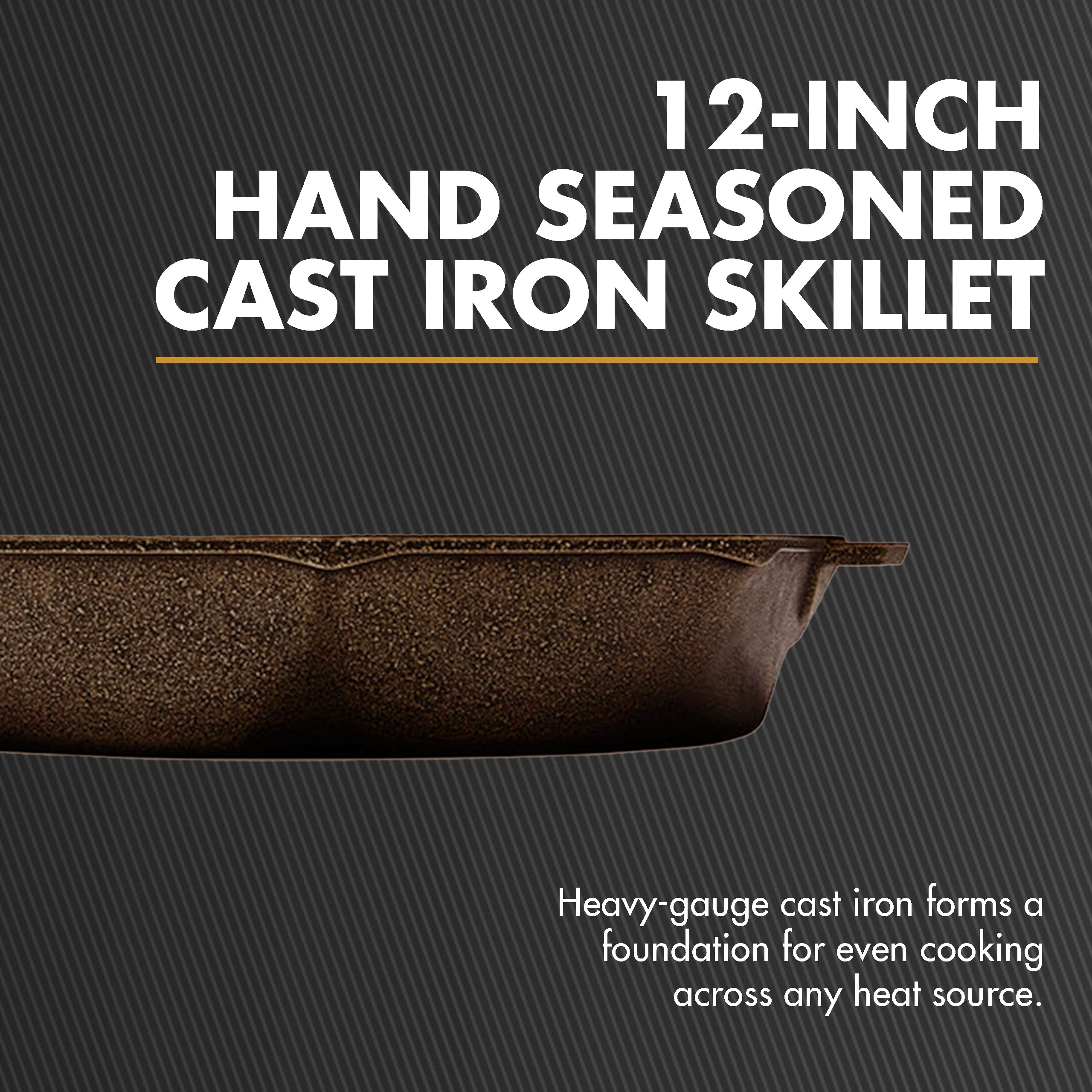 FINEX 12" Cast Iron Skillet, Modern Heirloom, Handcrafted in The USA, Pre-Seasoned with Organic Flaxseed Oil