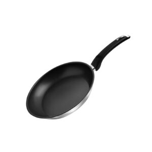 jitsuryoku non-stick fry pan 8 inch, nonstick coating stainless skillets, 3-ply clad stainless steel, induction classic frying pan with nonstick, bakelite handle, mirror finish, pfoa free