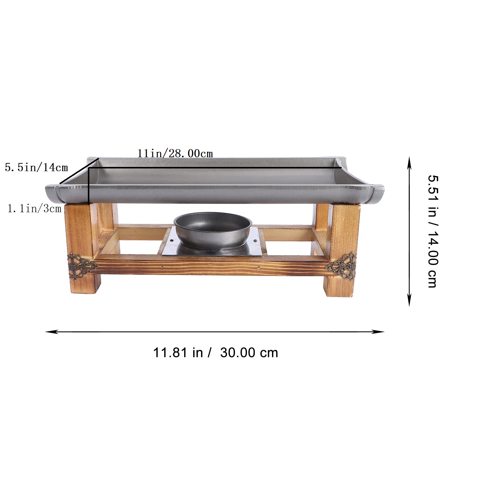 Cabilock Sizzling Steak Plate with Wooden Base Cast Iron Griddle Skillet Server Plate Steak Pan Home or Restaurant Use