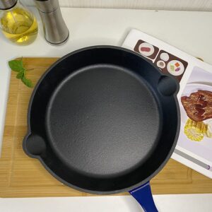 HAWOK Cast Iron Enameled Skillet DIA.10 inch Fry Pan Blue………