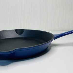 HAWOK Cast Iron Enameled Skillet DIA.10 inch Fry Pan Blue………