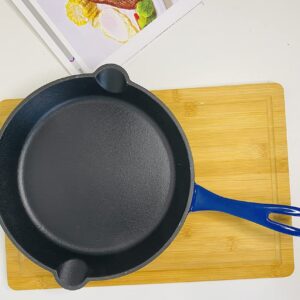 HAWOK Cast Iron Enameled Skillet DIA.10 inch Fry Pan Blue………