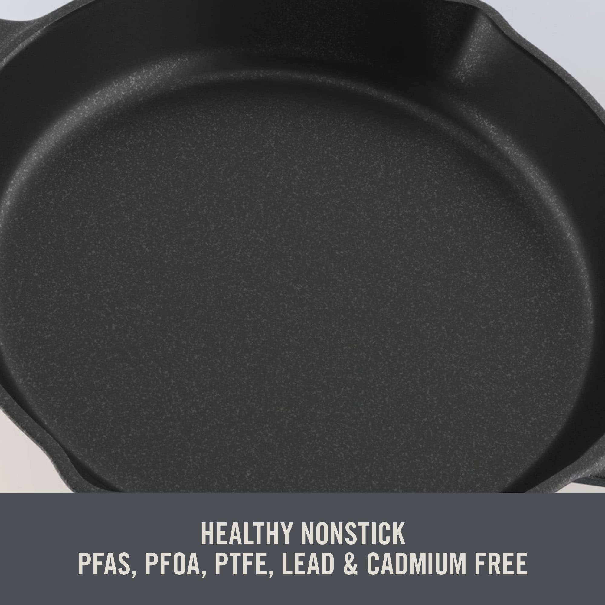Zakarian By Dash 4.5QT Nonstick Cast Iron Deep Skillet with Cast Iron Lid for Family-Sized Meals, Frying, Roasting, Baking, One-Pot Meals and More - Blue