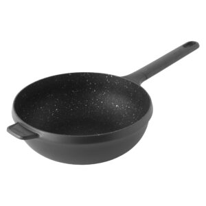 berghoff gem non-stick cast aluminum stir-frying pan 10" 3.0 qt. black stay-cool handle, hanging loop ferno-green, pfoa free coating induction cooktop fast heating