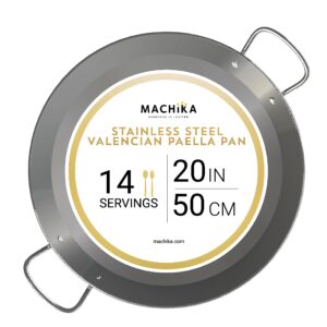 machika stainless steel pan | stainless steel cookware | induction frying pan for paella and rice recipes | ideal for home cooks, restaurants & catering | 14 servings | 20 inches |