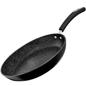 millvado nonstick frying pan, 11" large skillet with heavy duty non stick coating, silicone easy grip handle, induction compatible frying pans