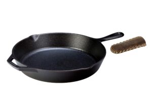 lodge seasoned cast iron skillet with hot handle holder- 12 inch cast iron frying pan with genuine spiral stitching nokona leather hot handle holder, made to last a lifetime