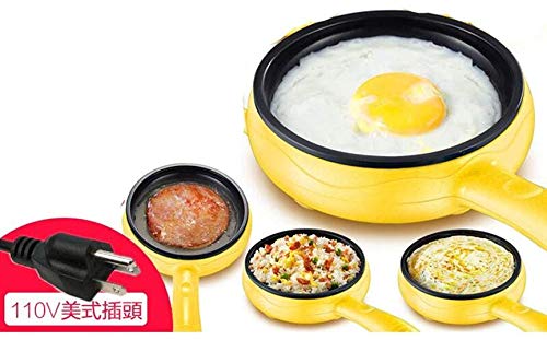 BULUSHI Cuisine 6-Inch Non-Stick Electric Skillet, Yellow Mini frying pan