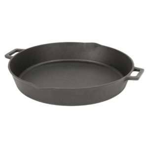 Bayou Classic 7439 16-in Cast Iron Double-Handled Skillet w/Pour Spouts Features Large Loop Handles Perfect For Breakfast Roast Pan Frying Sautéing and Baking