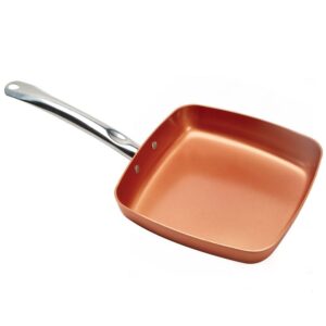 copper chef 9.5 inch square frying pan - skillet with ceramic non stick coating. perfect cookware for saute and grill