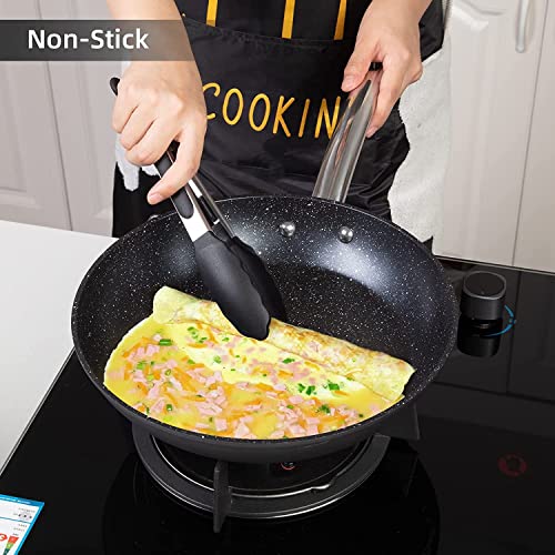 Fashionwu Non Stick Frying Pan Set (8"/9.5"/11"), 3 Piece Aluminum Fry Pan Nonstick with Induction Bottom, Stainless Steel Handle, Skillet Pan, Cooking pans, Suitable for All Hobs