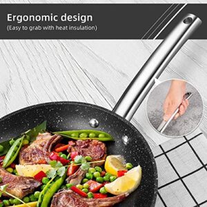 Fashionwu Non Stick Frying Pan Set (8"/9.5"/11"), 3 Piece Aluminum Fry Pan Nonstick with Induction Bottom, Stainless Steel Handle, Skillet Pan, Cooking pans, Suitable for All Hobs