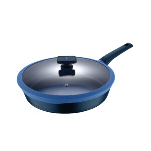 masterpro - gastro diamond collection - 12.5” fry pan with tempered glass lid - durable cast aluminum frying pan - non stick fry cooking pan - suitable for all stove types