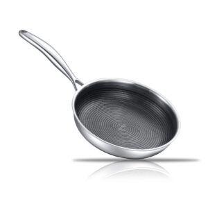 stambe 8" stainless steel pan - triply stainless steel frying pans with usa non-stick coating and anti warp base, pfoa &pfos free