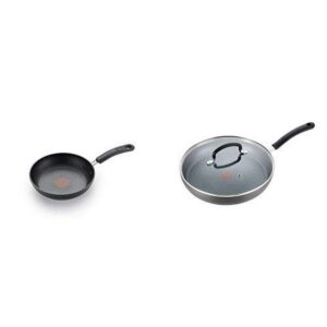 t-fal c5610264 8-inch fry pan and e76597 ultimate hard anodized nonstick 10 inch fry pan with lid, dishwasher safe frying pan, black