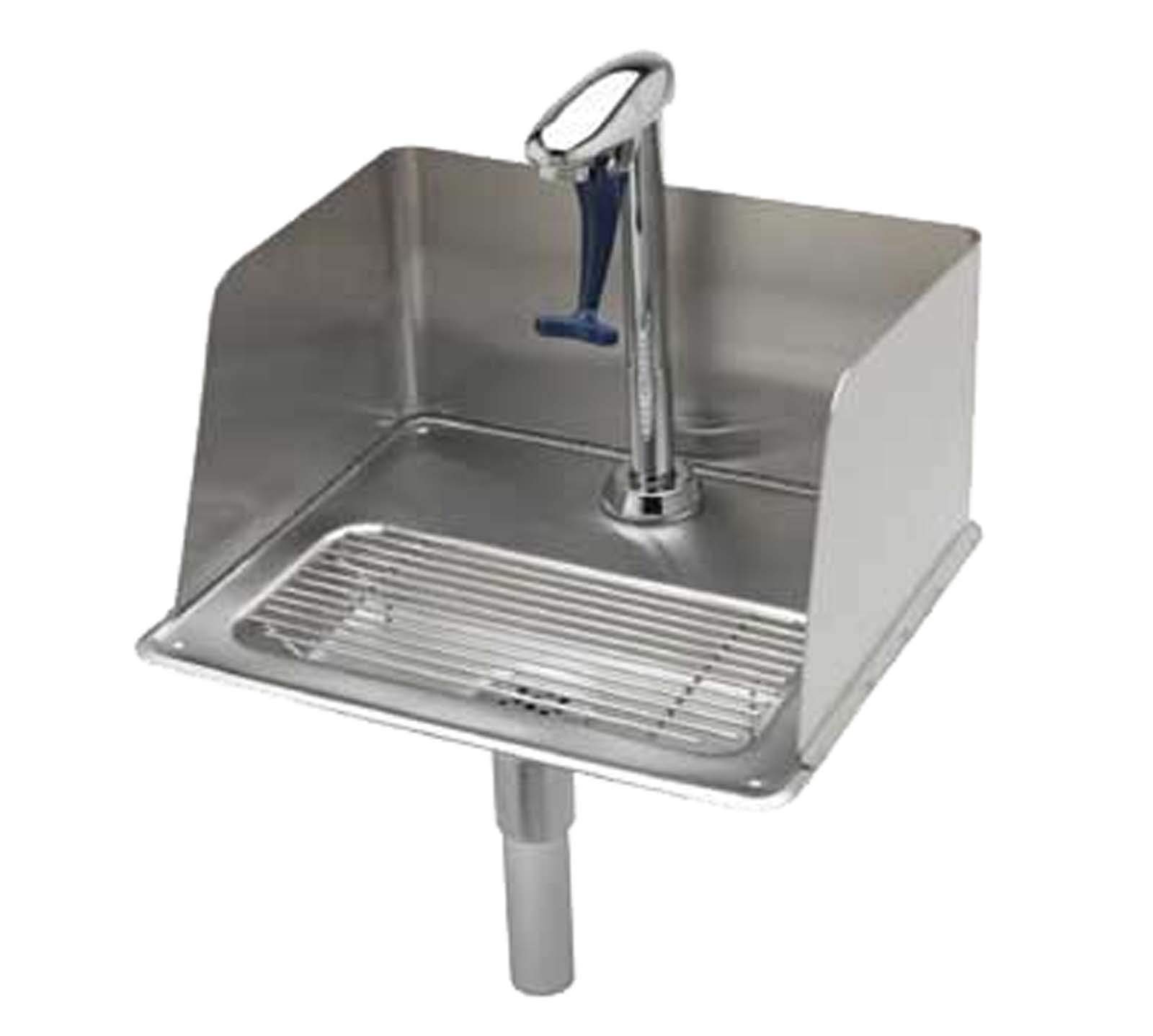 T&S Brass B-1235 Water Station Pedestal Glass Filler Drip Pan Glass Filler with Splash Guard