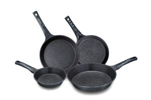 concord 4 pc marble coated nonstick cast aluminum fry pan skillet set 4 sizes. induction compatible. made in korea