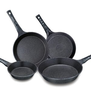 Concord 4 Pc Marble Coated Nonstick Cast Aluminum Fry Pan Skillet Set 4 Sizes. Induction Compatible. Made in Korea