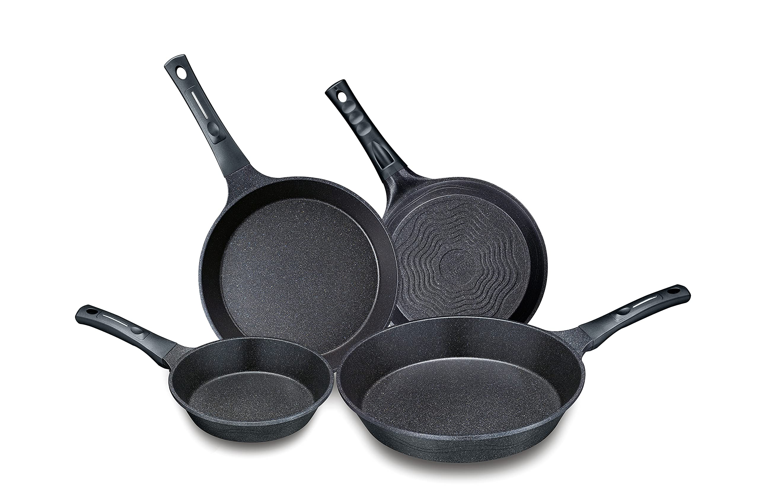 Concord 4 Pc Marble Coated Nonstick Cast Aluminum Fry Pan Skillet Set 4 Sizes. Induction Compatible. Made in Korea