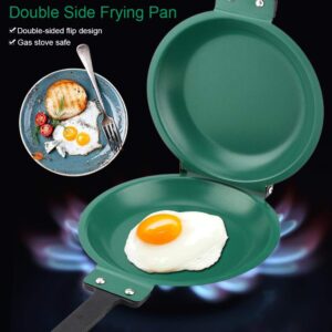 Frying Pan, Double Side Frying Pan Non-stick Flip Folding Frying Pan Fried Egg Pancake Maker, Nonstick Fry Skillet for Gas, Electric, Induction Cooktops for Household Kitchen Cookware