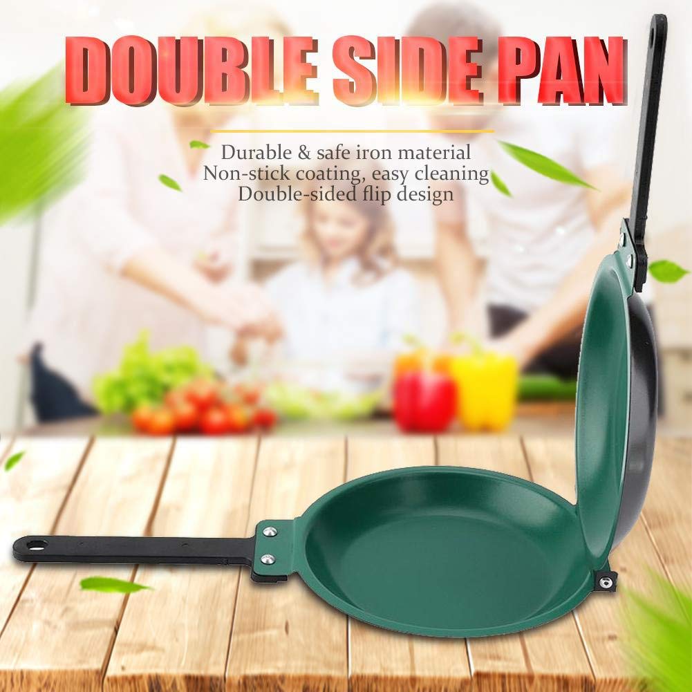 Frying Pan, Double Side Frying Pan Non-stick Flip Folding Frying Pan Fried Egg Pancake Maker, Nonstick Fry Skillet for Gas, Electric, Induction Cooktops for Household Kitchen Cookware