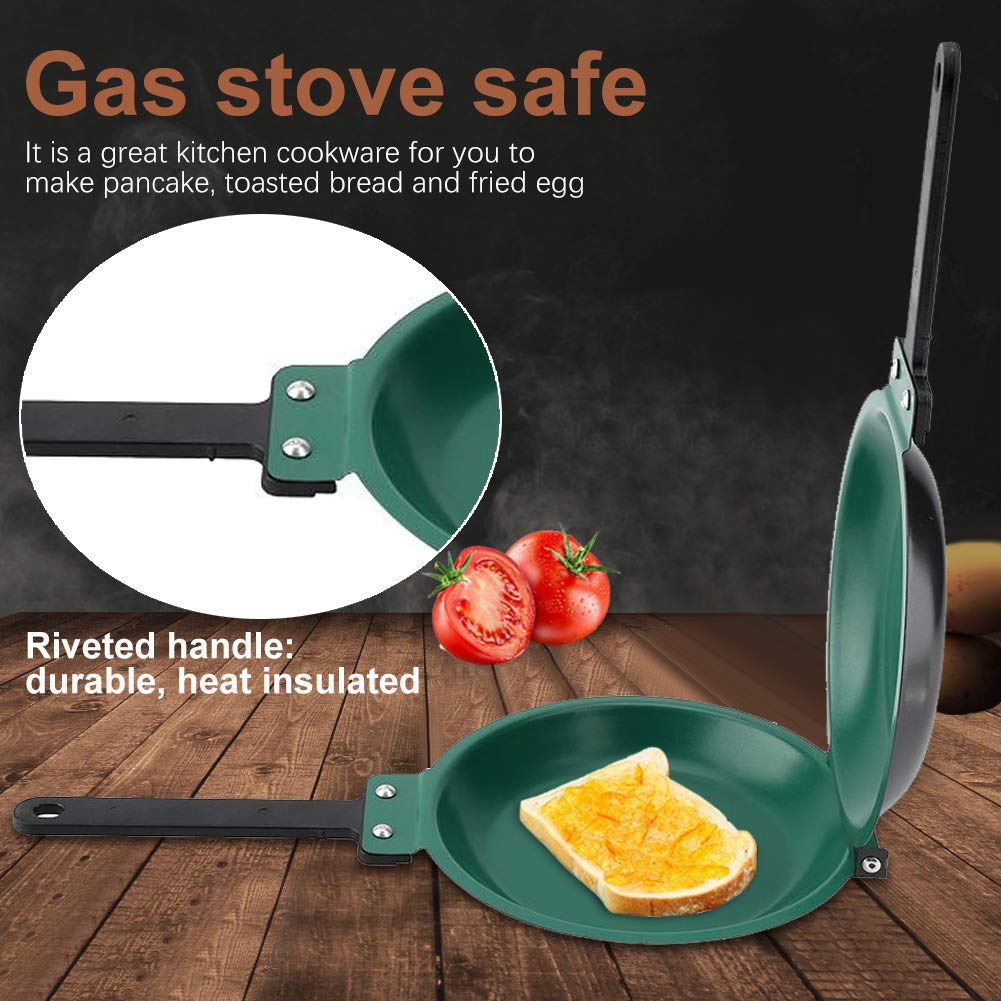 Frying Pan, Double Side Frying Pan Non-stick Flip Folding Frying Pan Fried Egg Pancake Maker, Nonstick Fry Skillet for Gas, Electric, Induction Cooktops for Household Kitchen Cookware