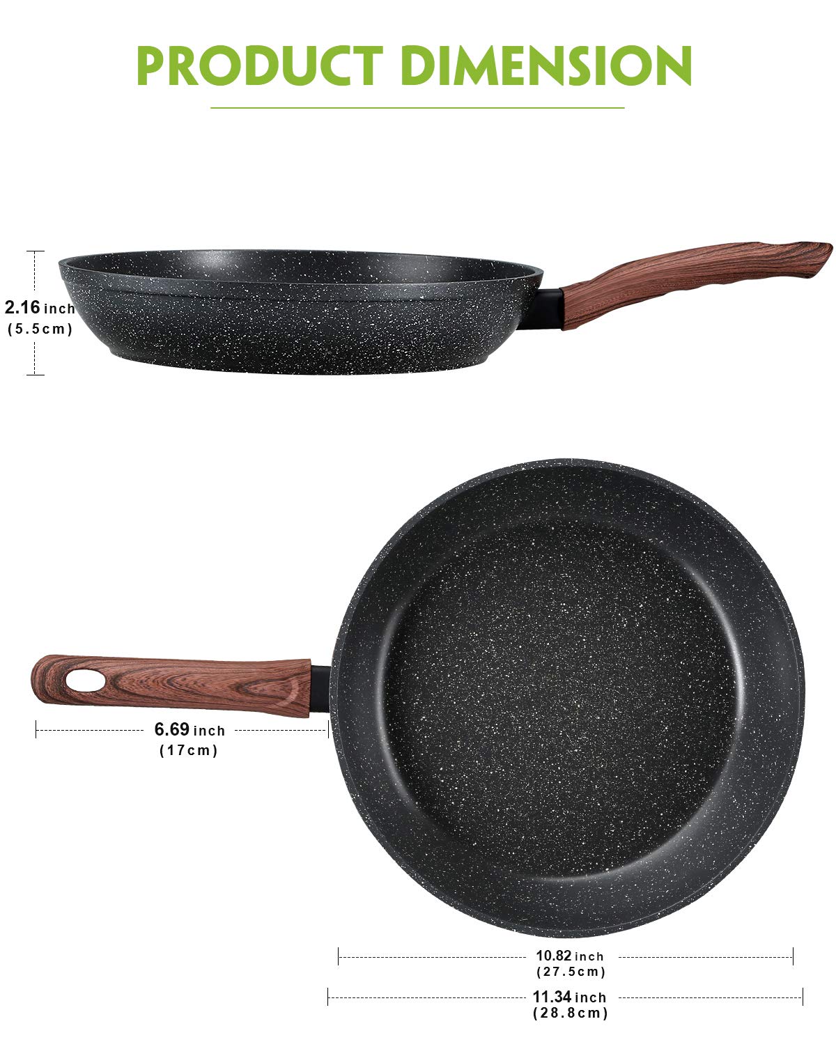 FAVIA 11in Non-stick Frying Pans Skillet Induction Compatible Dishwasher Safe PFOA Free