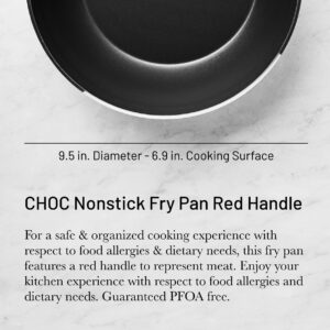 De Buyer CHOC Nonstick Fry Pan - 9.5” - Red Handle for Meat - 5-Layer PTFE Coating - Warp & Scratch Resistant - Made in France