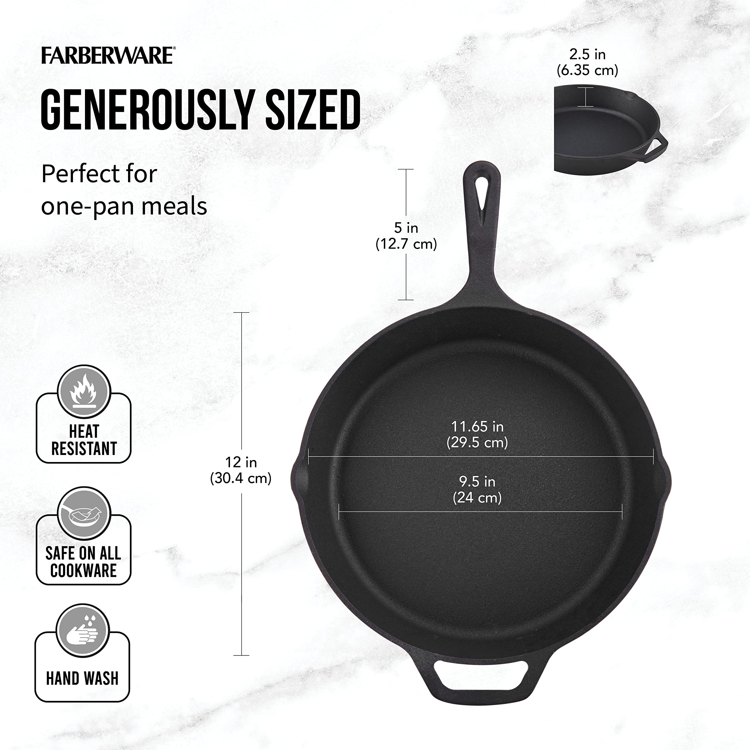 Hoan 5275954 Barbeque Cast Iron Skillet, Black