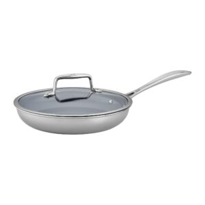 zwilling clad cfx 9.5-inch stainless steel ceramic nonstick fry pan with lid