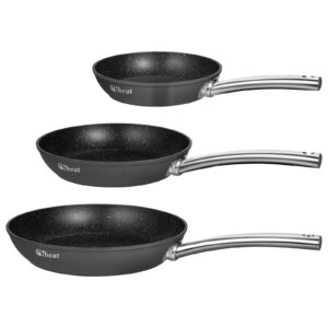 Cibeat Nonstick Frying Pan Set of 3, 8"+9.5"+11" Skillet Omelet Pan Chef's Pan with Stainless Steel Handle, Suitable for All Stove, PFOA Free