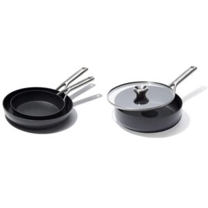 oxo professional hard anodized pfas-free nonstick frying pan and saute pan set, induction, diamond reinforced coating