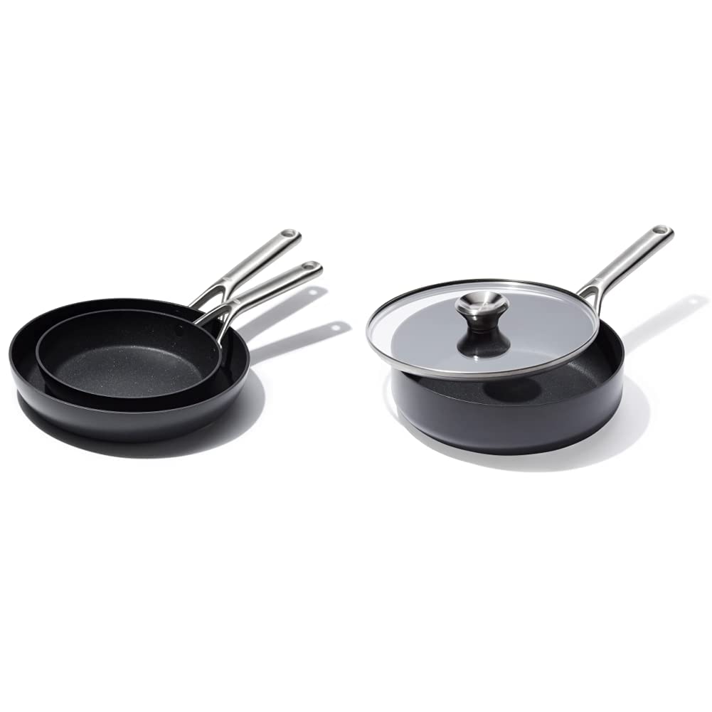 OXO Professional Hard Anodized PFAS-Free Nonstick Frying Pan and Saute Pan Set, Induction, Diamond reinforced Coating