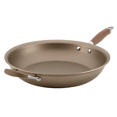 Anolon Advanced Hard Anodized Nonstick Fry Pan/Large Skillet with Helper Handle, 14", Light Brown