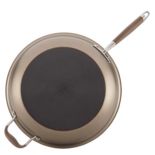 Anolon Advanced Hard Anodized Nonstick Fry Pan/Large Skillet with Helper Handle, 14", Light Brown