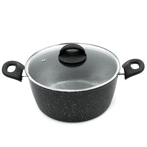 blackmoor 66130 9.5” 4.5 quart casserole pot and lid / stylish black marble finish / non-stick & anti-scratch / cool touch handle / suitable for induction, electric and gas hobs