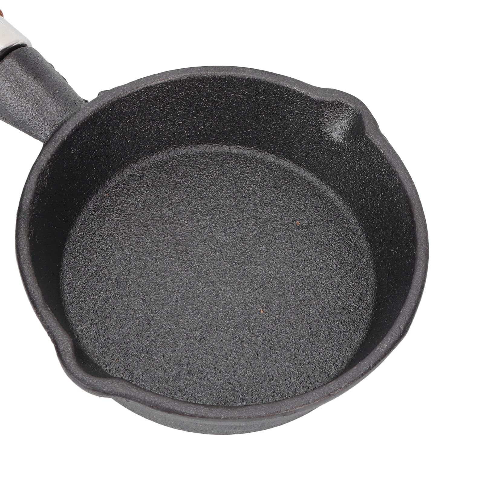 Fdit Frying Pan, 10CM Casting Iron Pan with Wood Handle Egg Frying Pan Skillet Mini Flat Bottomed Pancake Pan Cookware Kitchen Utensils