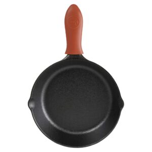 Lodge Cast Iron Skillet with Red Mini Silicone Hot Handle Holder, 8-inch & Pre-Seasoned 6-1/2-Inch Skillet