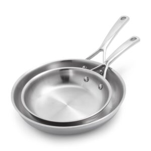 sur la table classic 5-ply stainless steel 2-piece skillet set, 8" & 10", silver