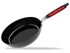 hokurikualumi frying pans nonstick iron egg pan skillet cookware japanese pans for cooking easy to clean with natural wood handle made in japan (color: black, 10 inches)